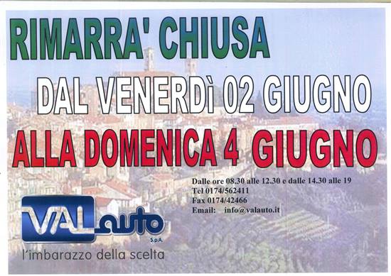 Chiusura festiva VALAUTO SPA